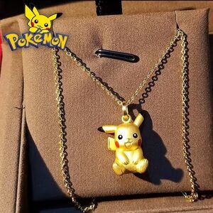 24K Gold Filled Pikachu Pokemon Pendant Necklace Anime Character